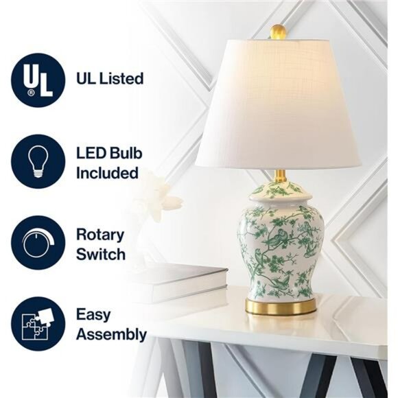 Chinoiserie ginger jar table lamp LED bulb included for bedroom living room deco - Picture 5 of 7